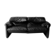 Maralunga black leather sofa 2 places, Vico Magistretti for Cassina