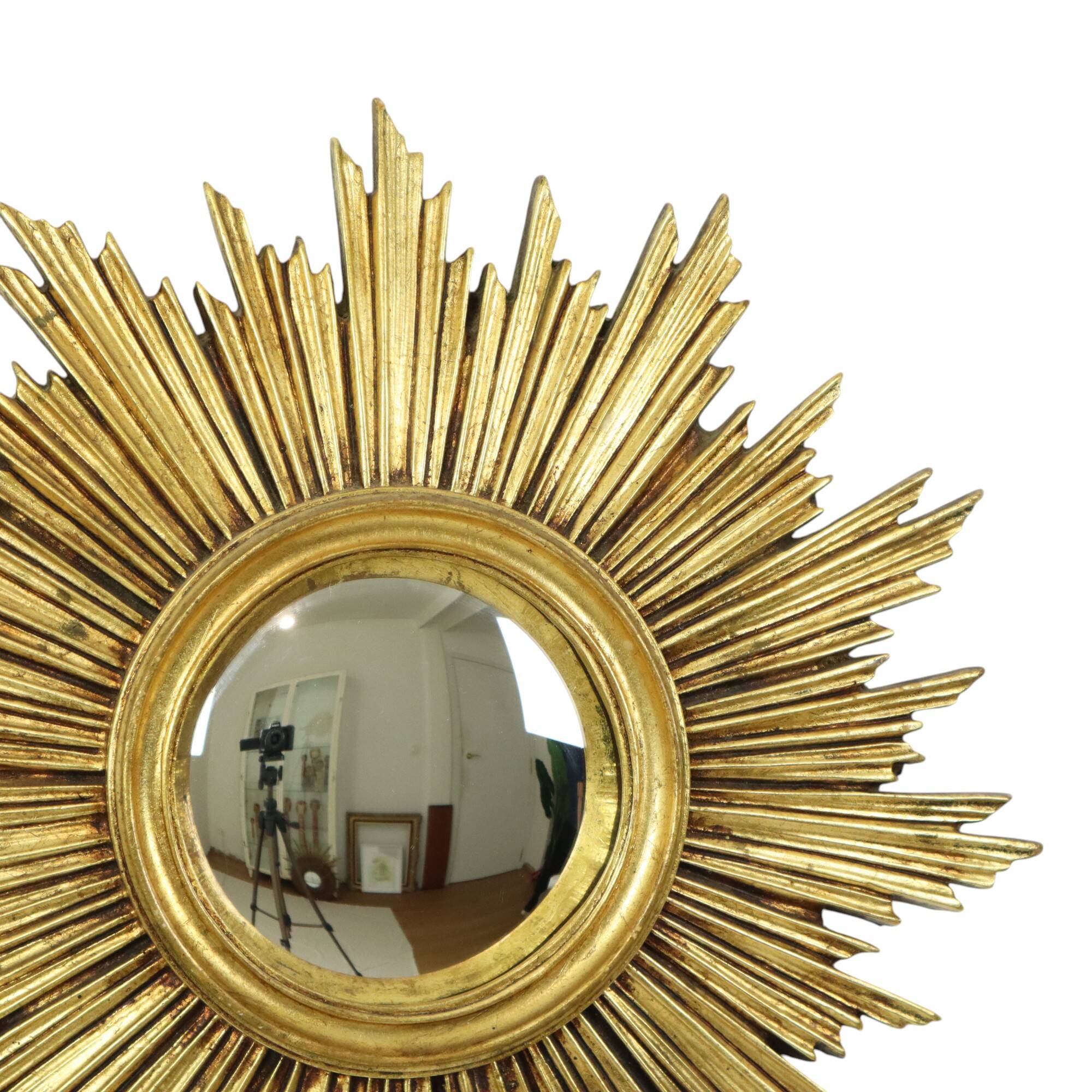 Vintage Sunburst Mirror Sun Mirror Gold Leaf Sixties 42cm