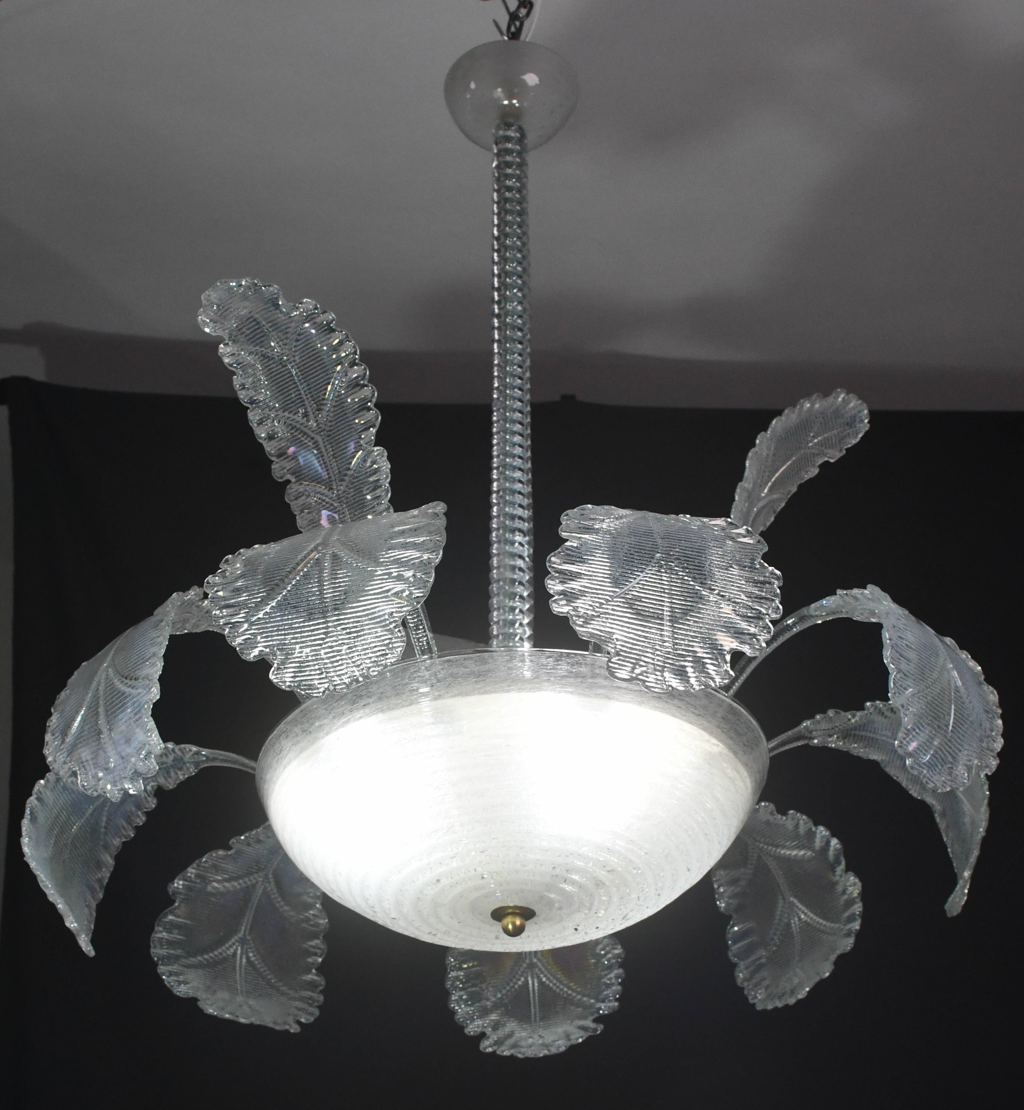 Luxury Barovier & Toso chandelier, Murano Pulegoso glass, 1950s