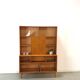 Deens hoge teak vakkenkast met bar vintage wandkast