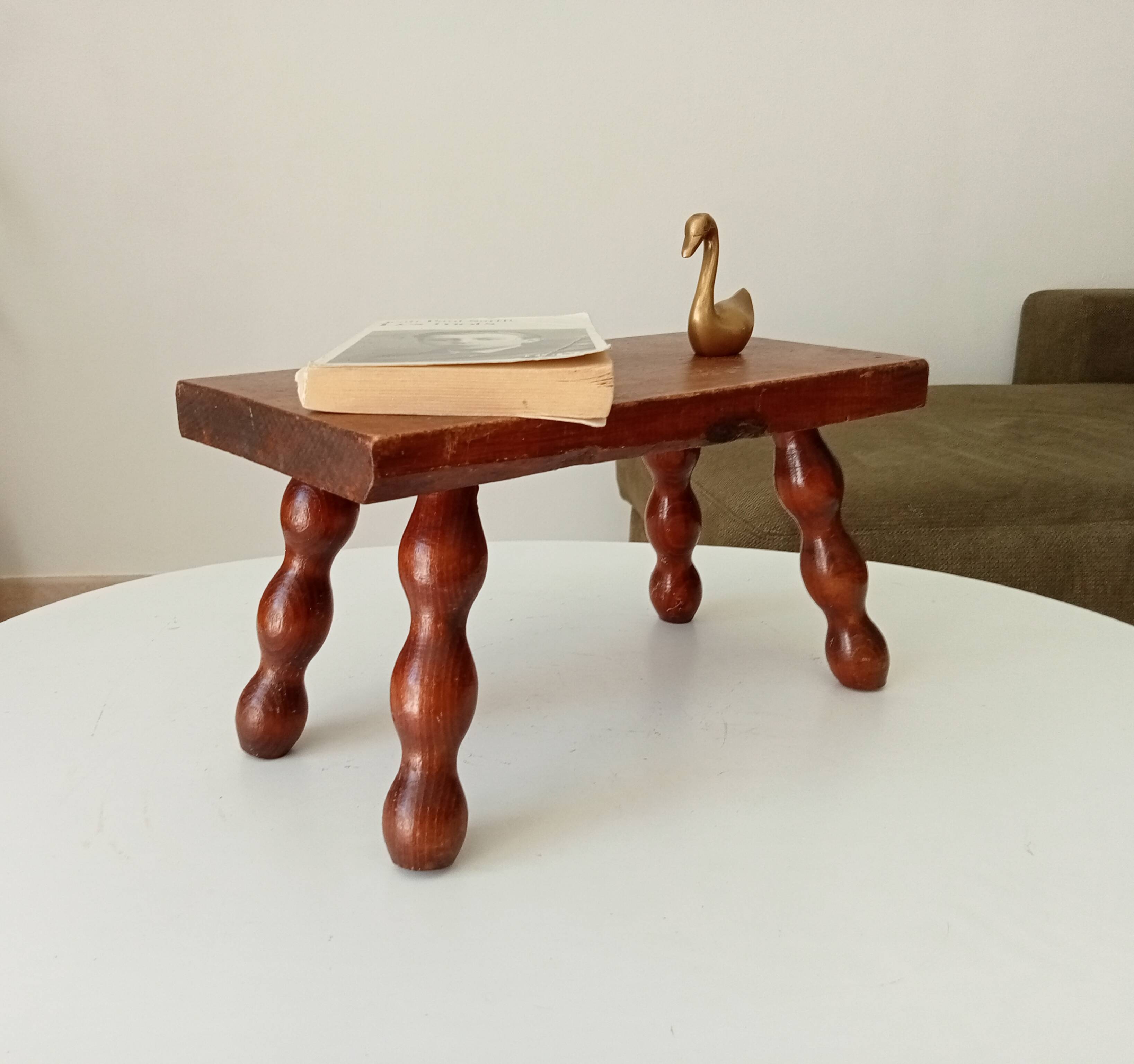 Vintage Bobbin Wood Plant Stool