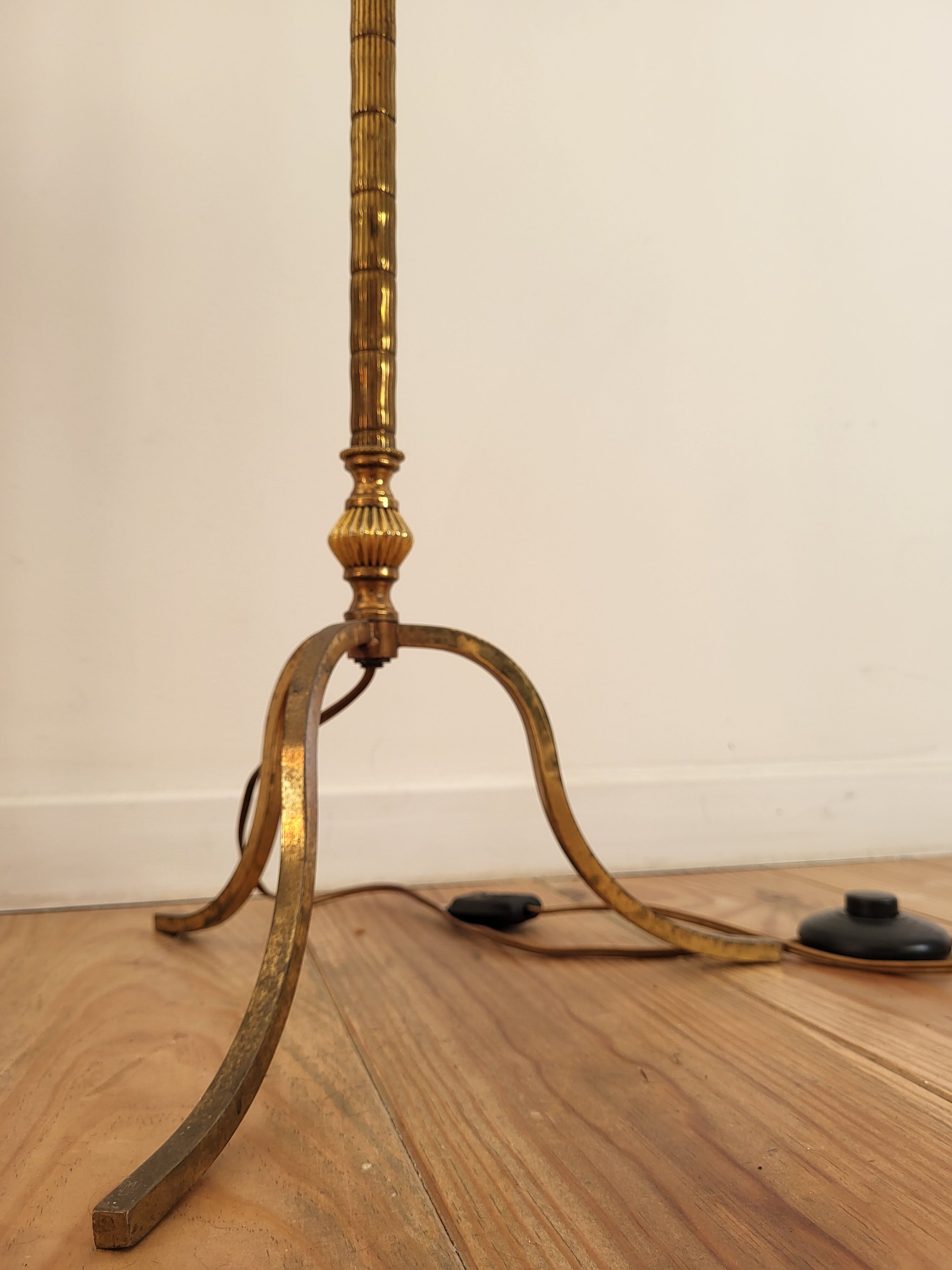 Bronze floor lamp with bamboo effect