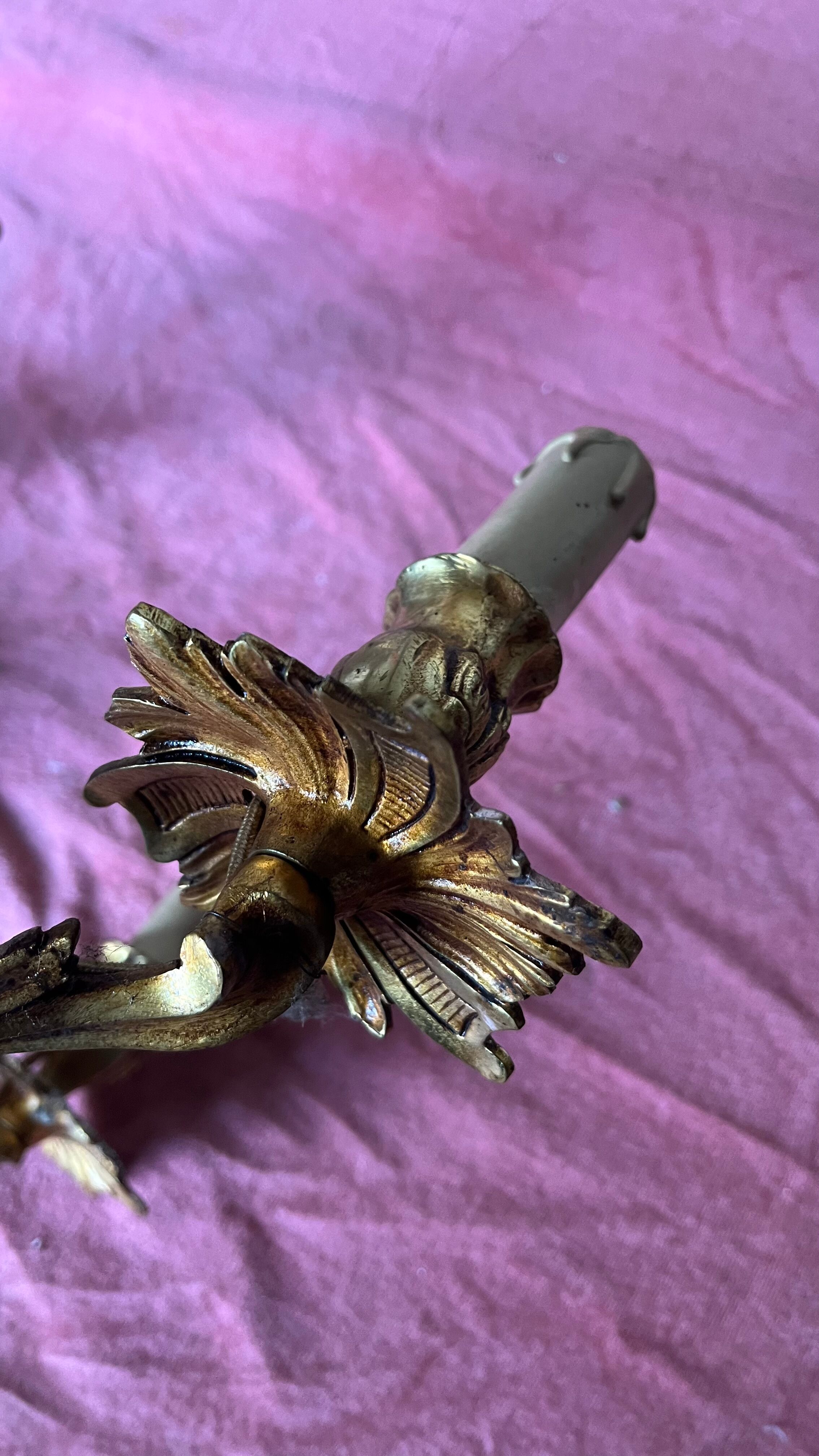 Lustre bronze doré 6 bougies annees 100