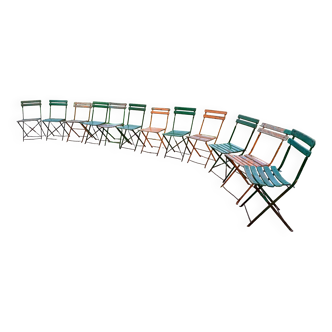12 chaises de jardin repliables fer et bois
