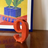 Space age orange ceramic solifleur vase, Marcel Radureau France 1970