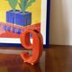 Space age orange ceramic solifleur vase, Marcel Radureau France 1970