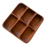 Large vintage wooden tray 6 compartments