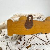 Vintage wooden wall coat rack 4 hooks