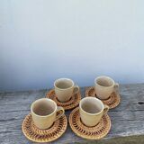 Ceramic and rattan coffee cups