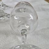 Vintage 10 Large Crystal Glasses - Engraved Logo - Cut Stem - Very Heavy