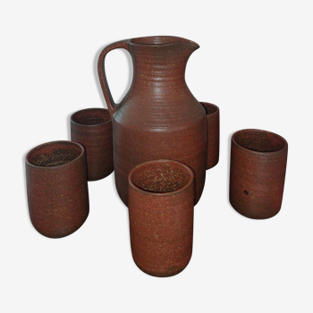 Stoneware pitcher and these cups