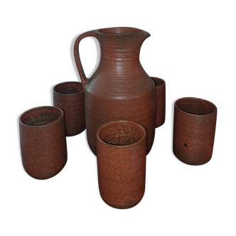 Stoneware pitcher and these cups