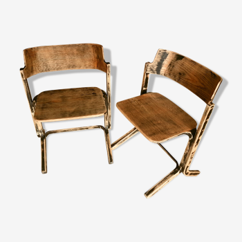 Paire de chaises vintage en bois style "Western"