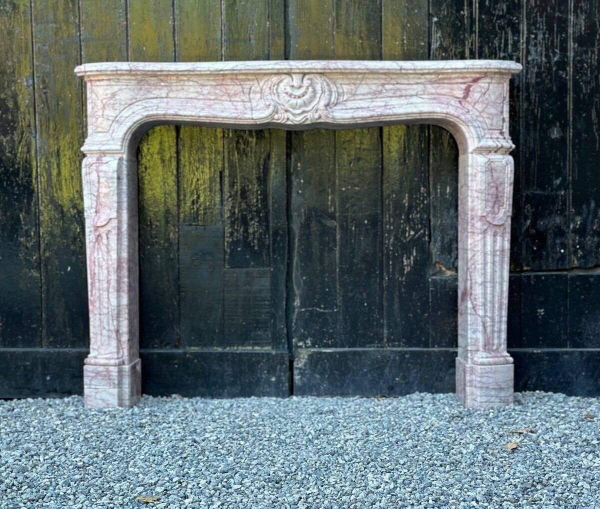 Louis XV Style Fireplace In Pink Marble, Circa 1980
