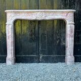 Louis XV Style Fireplace In Pink Marble, Circa 1980