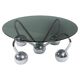 Sputnik Coffee Table in Chromed Metal and Smoked Glass