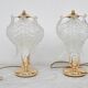 Set of 2 Murano glass table lamps transparent leaves
