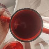Vintage French coffee pot in red enamel metal