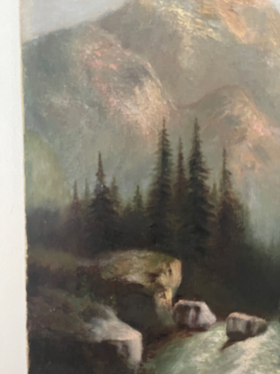 "The torrent in Savoie", mountain landscape, oil on canvas