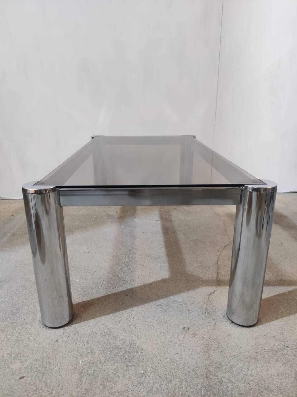 Vintage coffee table in chrome and smoked glass