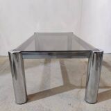 Vintage coffee table in chrome and smoked glass