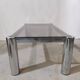 Table basse vintage en chrome et verre fumé