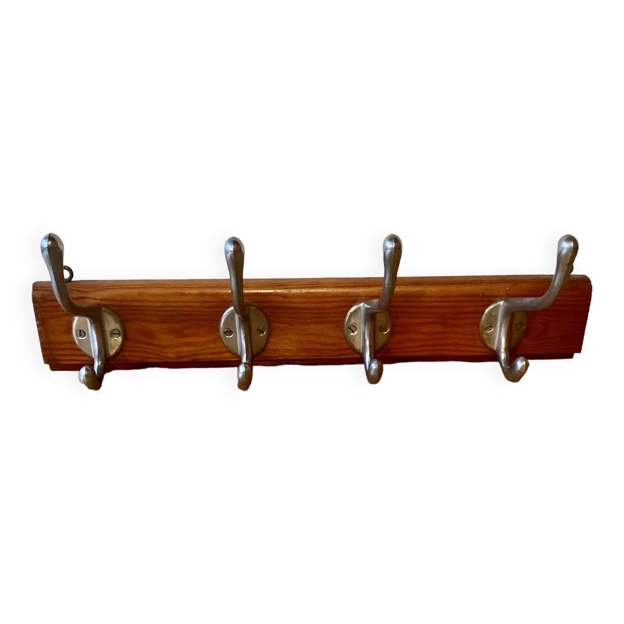 Vintage wooden wall coat rack - 4 hooks.
