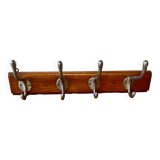 Vintage wooden wall coat rack - 4 hooks.