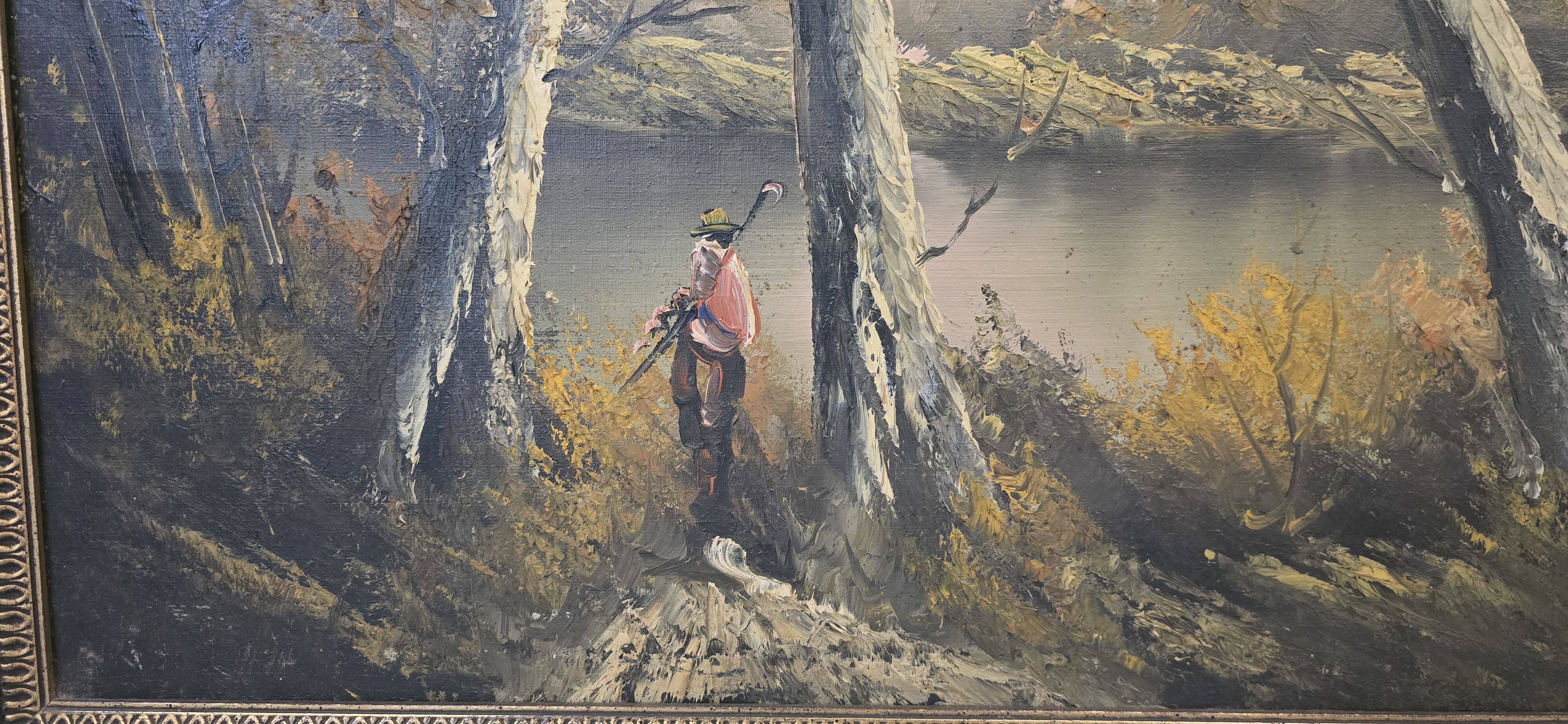 Dipinto d’atmosfera "Paesaggio Autunnale" – Vintage anni '70 con Cornice Do