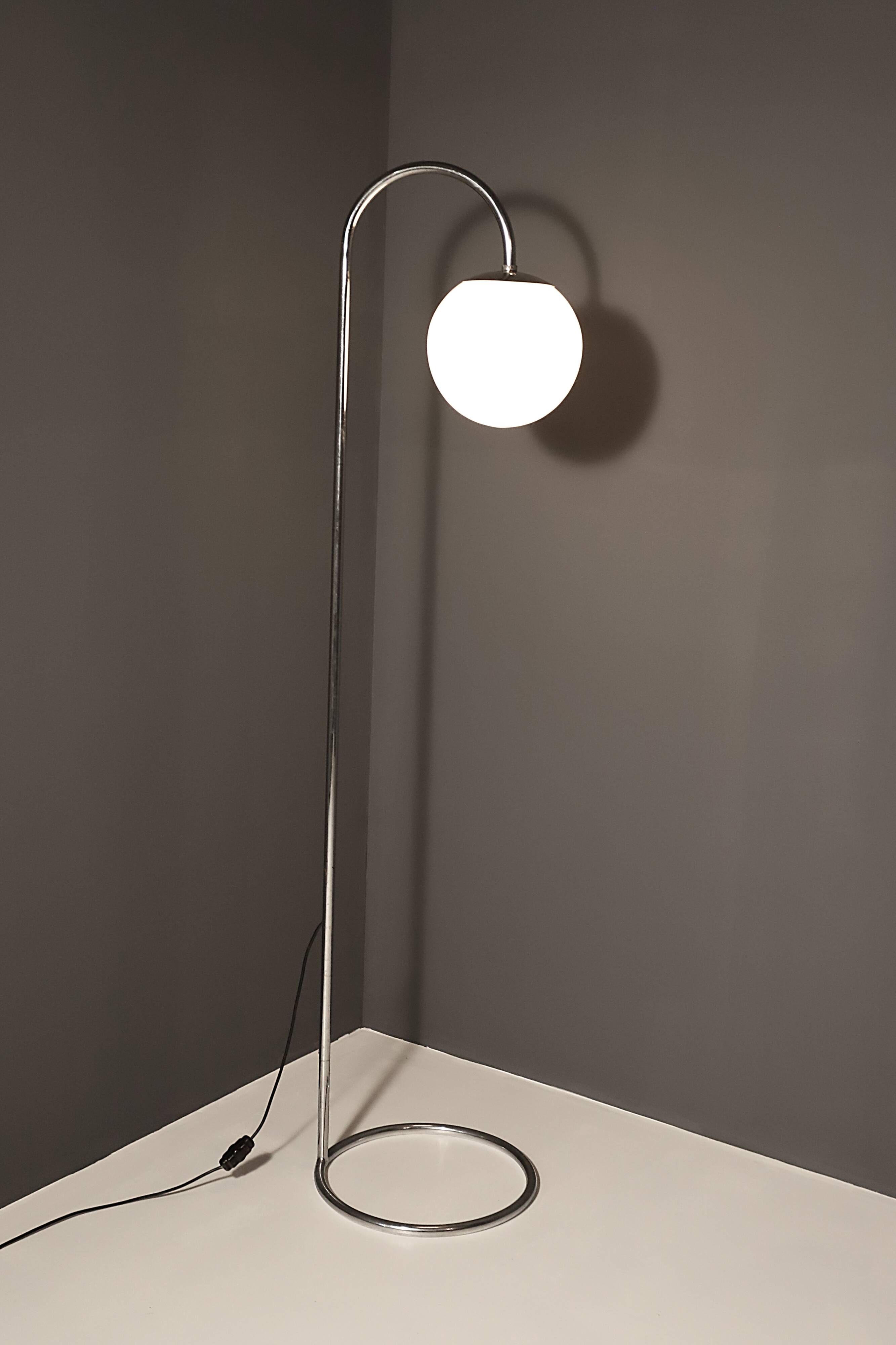 Bauhaus chromed floor lamp, Czechoslovakia, 1930’s