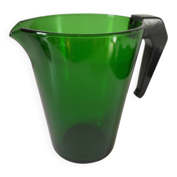 Pichet VERECO vintage en verre vert menthe, poignée en bakélite