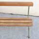 Large vintage 1950's "stella" school bench with backrest, adult height