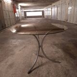 70's table Smoked glass, chrome legs