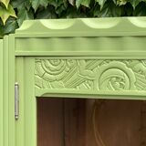 1930s khaki Parisian art deco glass cabinet