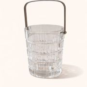 Vintage glass ice bucket with metal handle – 1960s bar style