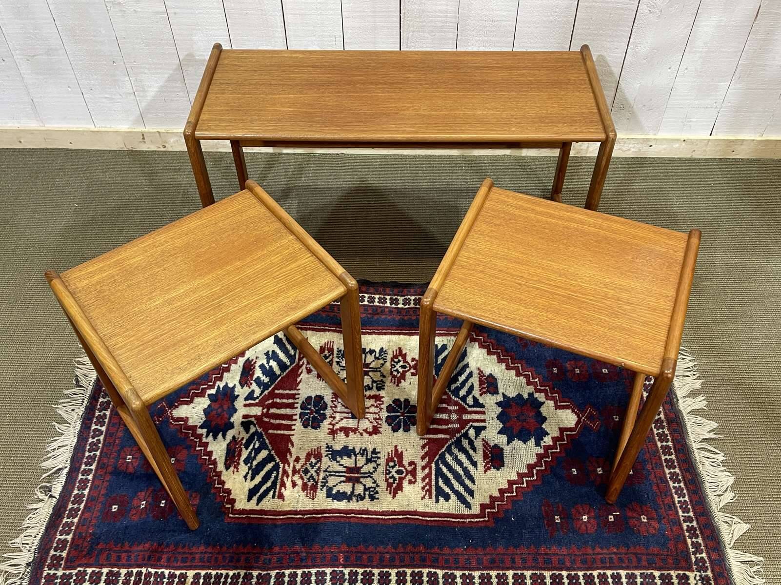 Set of 3 teak nesting tables from the 70s