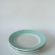 Set of 6 Badonviller flat plates with speckled mint colored edge 1950