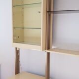 Boxed bookcase and modular shelves 70s lacquered and gilded