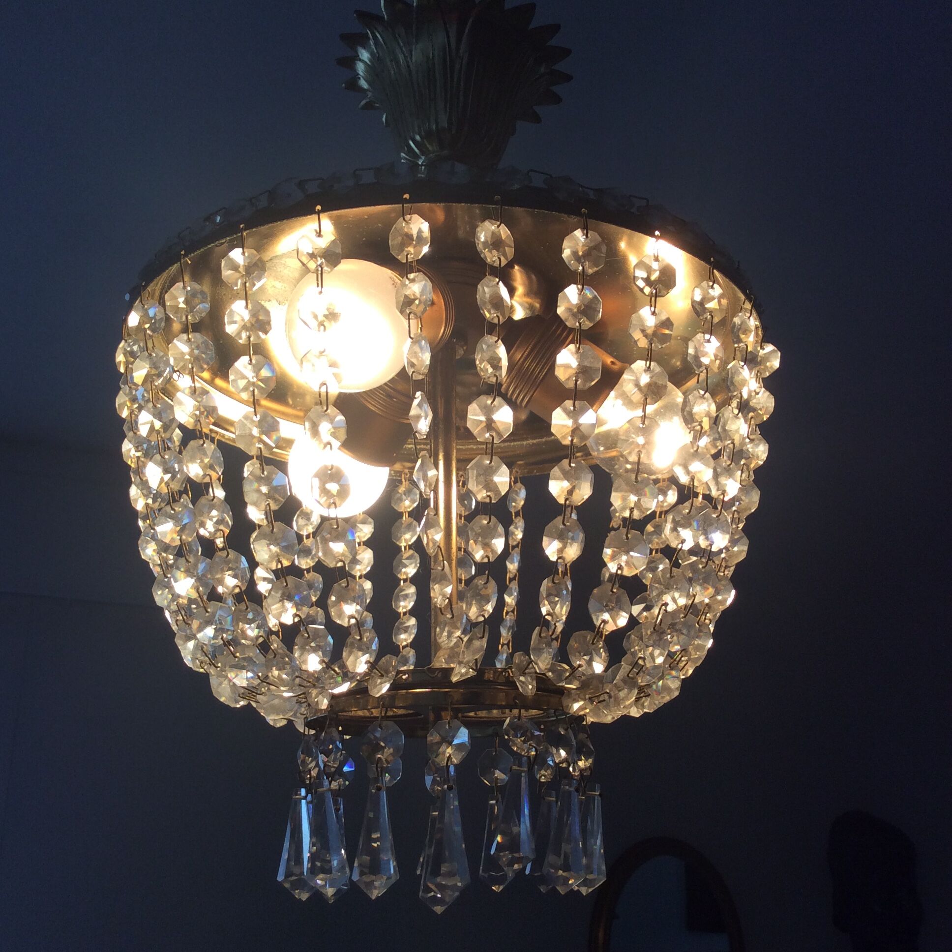 Hot air balloon chandelier with stamps