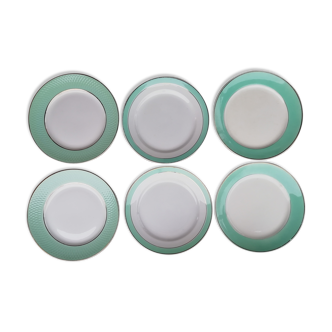 Set of mismatched mint green plates