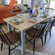 Sky blue and light wood farm table early 20th century 138 cm