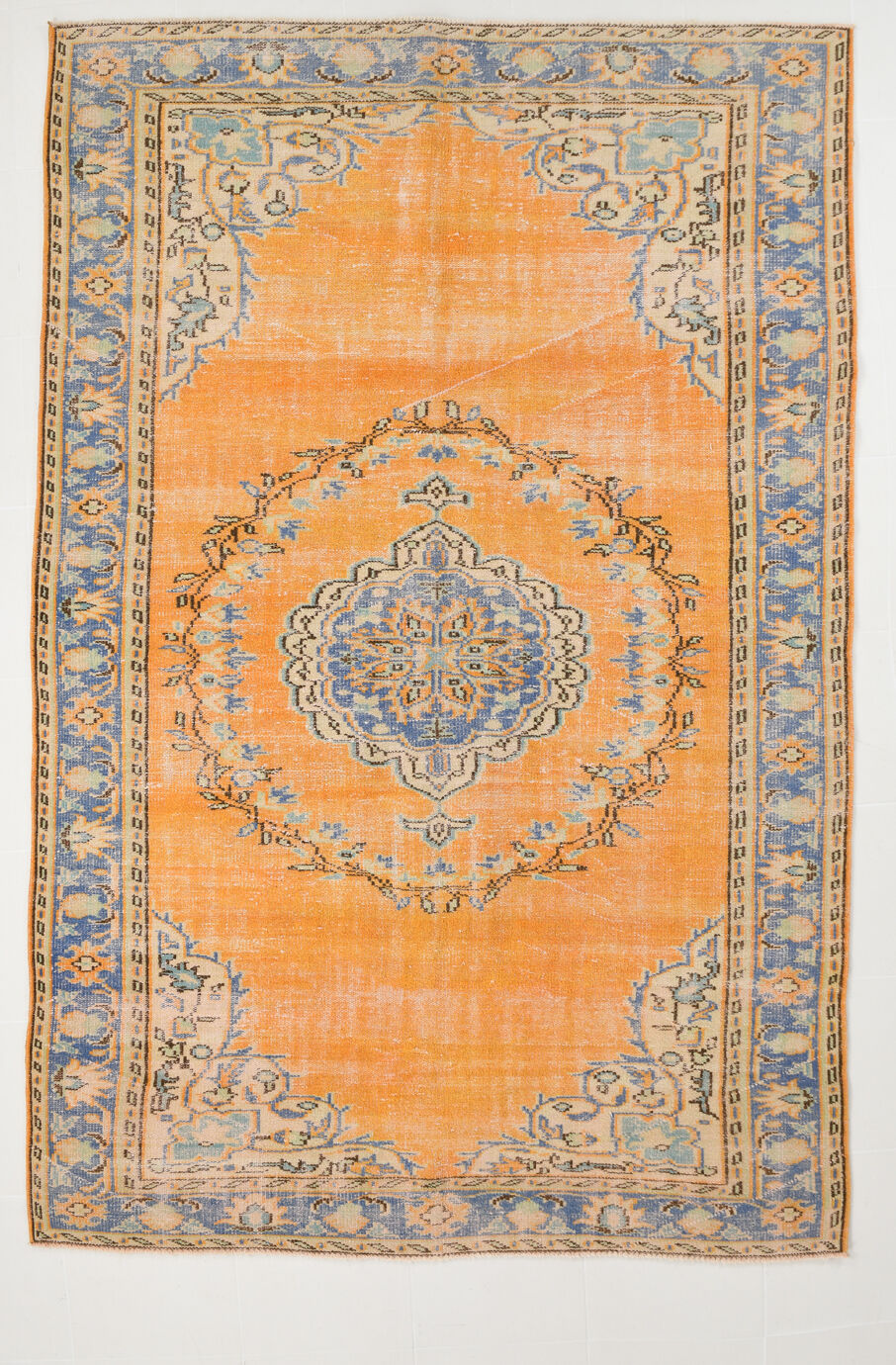6x9 orange madallion oushak rug, 288x194cm