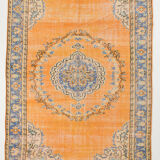 6x9 orange madallion oushak rug, 288x194cm