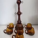 Set of 6 vintage blown glass cups