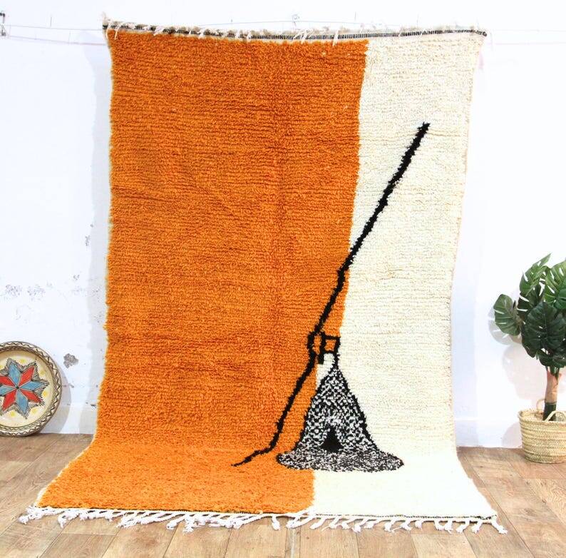 Orange tapis marocain artisanal 250cmx150cm