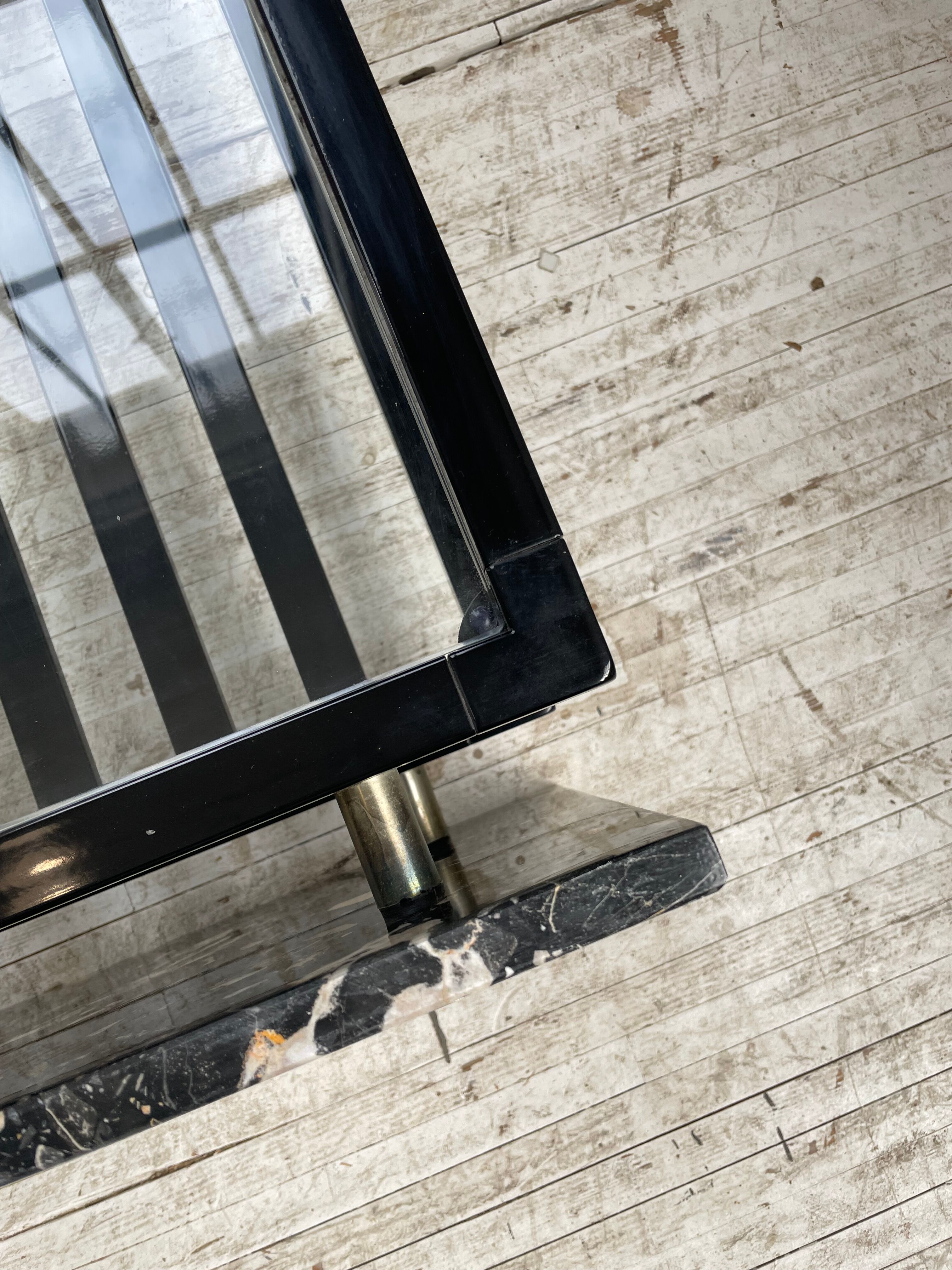 Coffee table year 80 Italian marble and glass