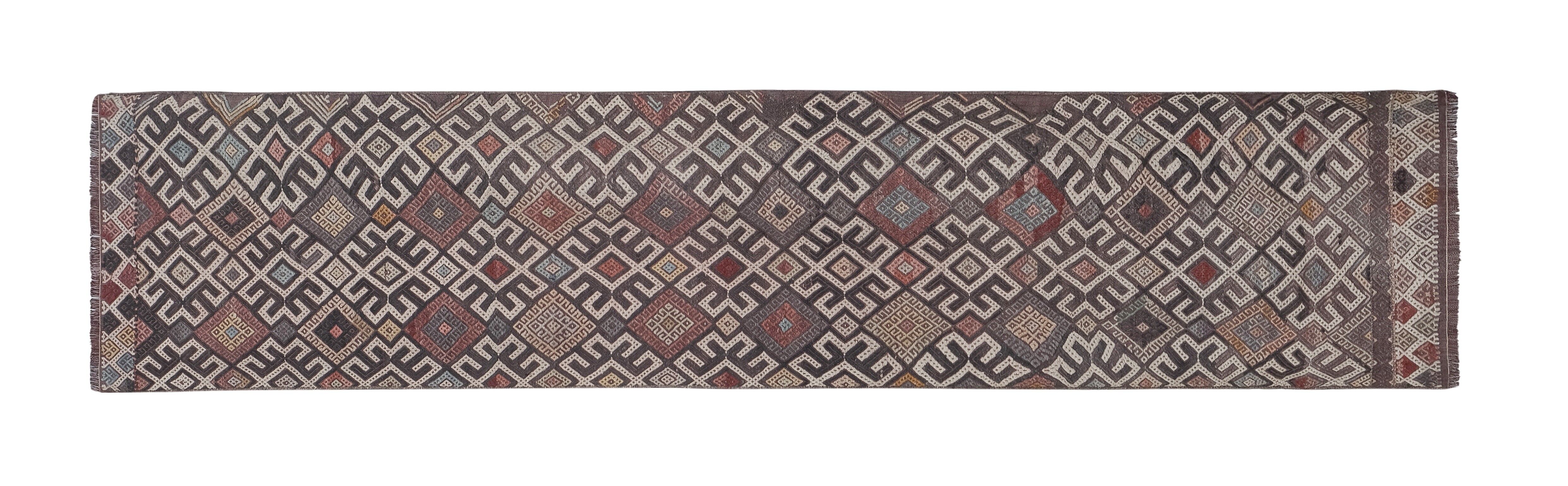 Vintage Turkish rug from Oushak, handwoven 64x275 cm