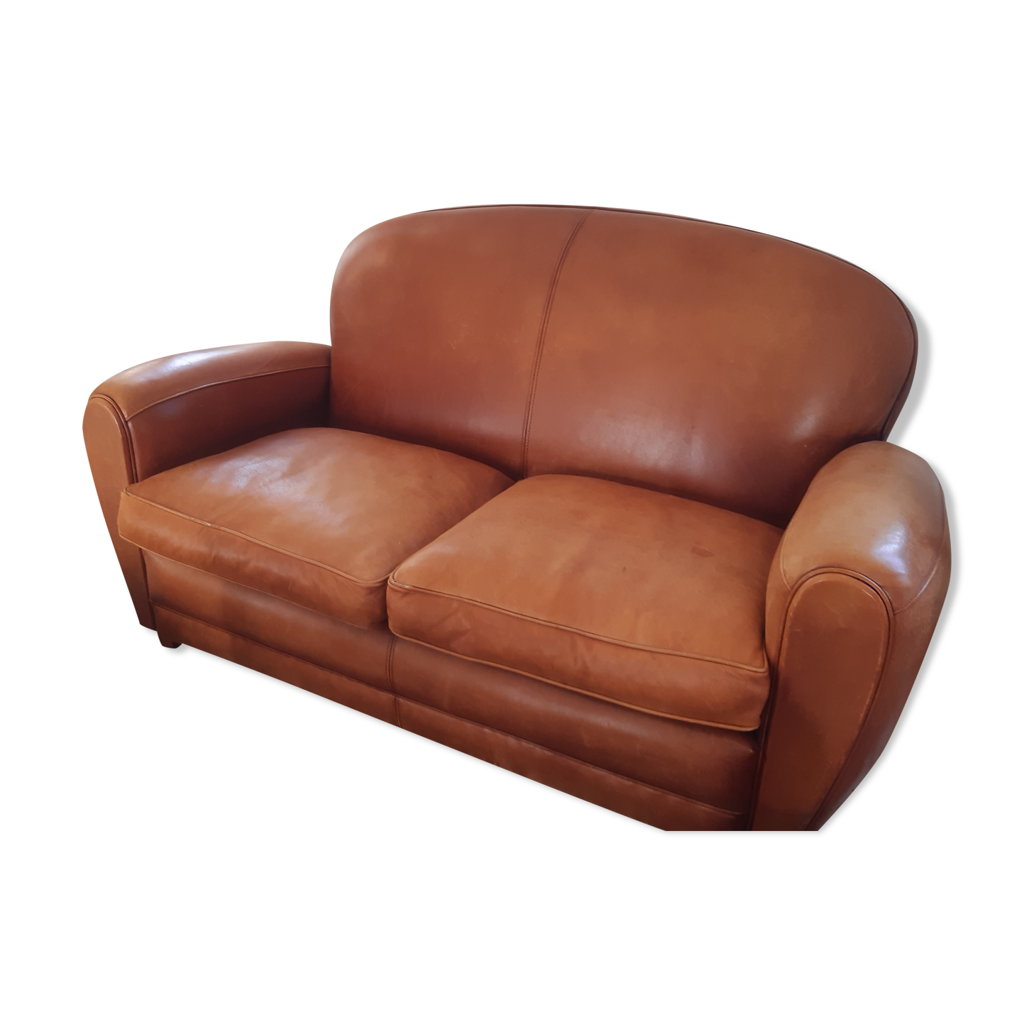 Tawny leather canape