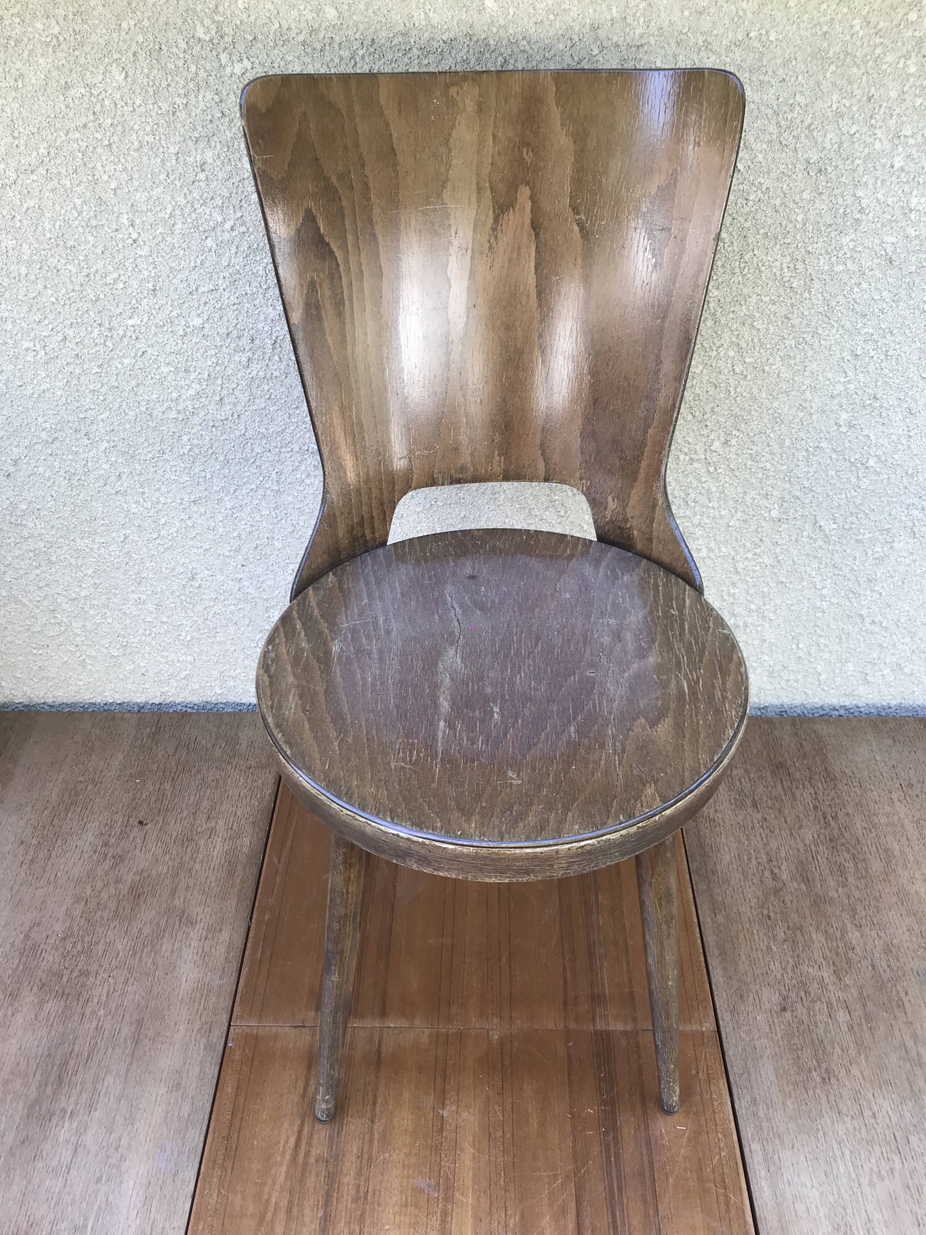 Former baumann model dove chair in wooden feet compass vintage