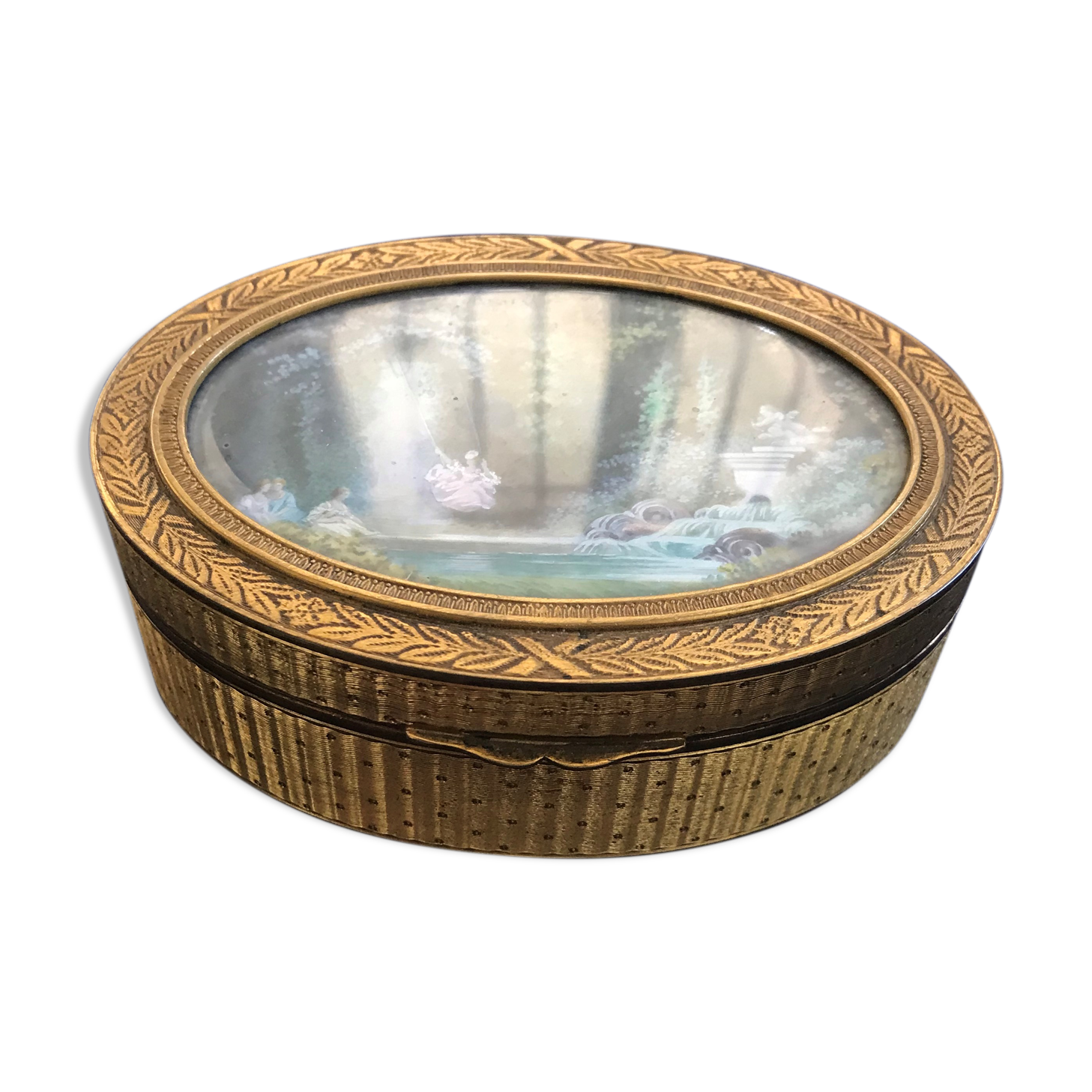 Gilded metal box with watercolor miniature